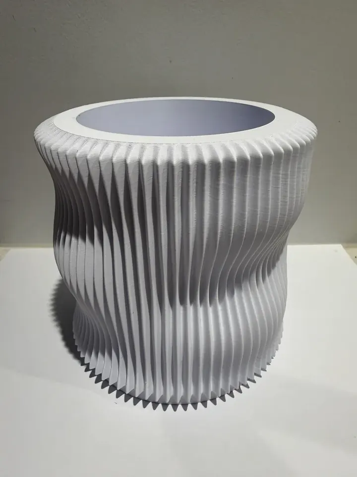 A white fluted planter, FDM printed in Melbourne